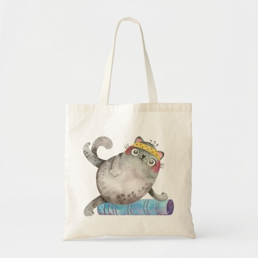 Cute Workout Cat Tote Bag (Voorkant)
