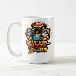 Cute Workout Dog T-Shirt for Fitness & Pizza Lover Koffiemok