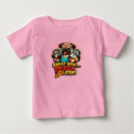 Cute Workout Dog T-shirt voor fitness- en pizzalie