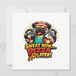 Cute Workout Dog T-Shirt voor fitness- en pizzalie Feestdagenkaart