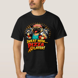 Cute Workout Hond T-Shirt voor Fitness & Pizza Lie