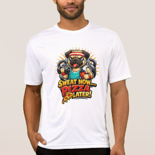 Cute Workout Hond T-Shirt voor Fitness & Pizza Lie