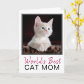 Cute World's Best Cat Mam Cat Photo Birthday Kaart (Gele Bloem)