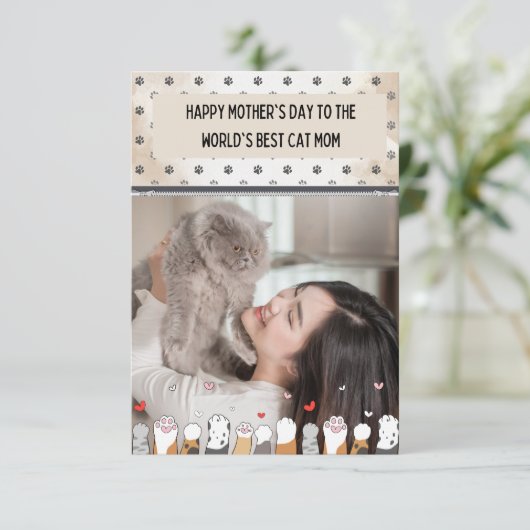 Cute World's Best Cat Mam Moederdag Kaart (Staand voorkant)