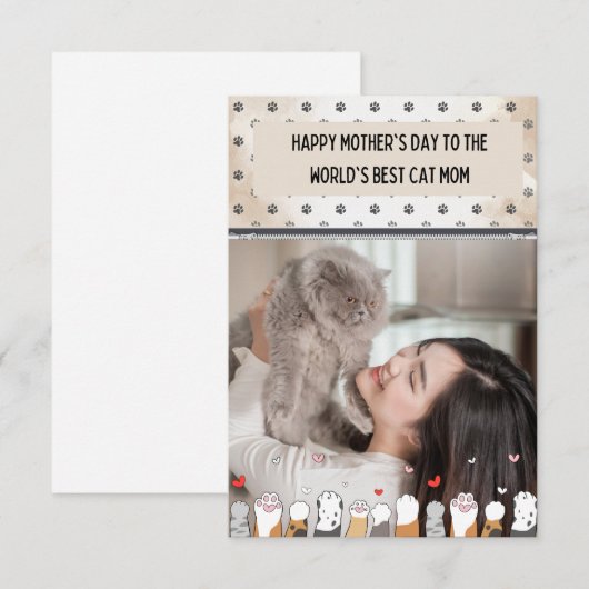 Cute World's Best Cat Mam Moederdag Kaart (Voorkant / Achterkant)