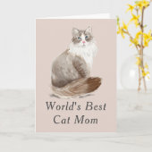 Cute World's Best Cat Mam Waterverf Moederdag Kaart (Gele Bloem)
