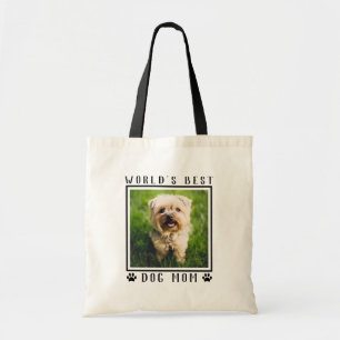 Cute World's Best Dog Mom Pootafdrukken Foto Tote Bag