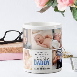 Cute 'Worlds Best Papa' 1st Vaderdag Blue Koffiemok