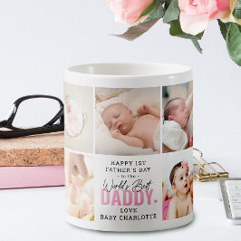 Cute 'Worlds Best Papa' 1st Vaderdag Roze Koffiemok