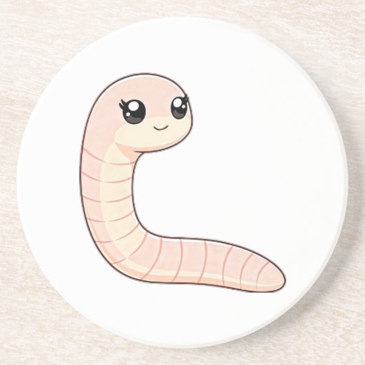 Cute Worm Achterbaan Zandsteen Onderzetter (Voorkant)