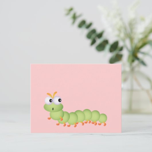 Cute Worm Briefkaart (Staand voorkant)