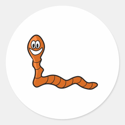 Cute Worm Ronde Sticker (Voorkant)