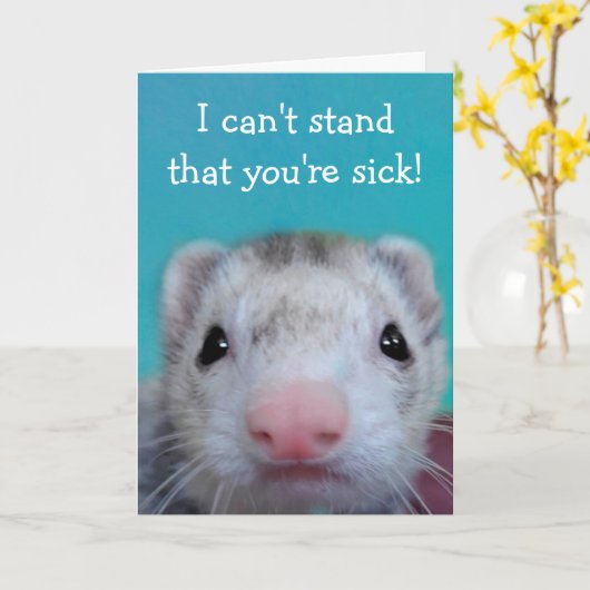Cute, Worried Ferret krijg je goed Kaart (Gele Bloem)
