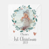 Cute |  Wreath | Baby eerste kerstfoto Fleece Deken (Voorkant)