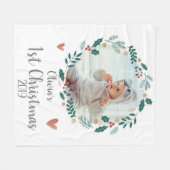 Cute |  Wreath | Baby eerste kerstfoto Fleece Deken (Voorkant (Horizontaal))