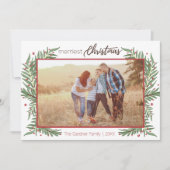 Cute Wreath Merriest kerst Holly Card Feestdagenkaart (Voorkant)
