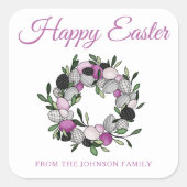 Cute WreatHappy Easter Square Sticker (Voorkant)