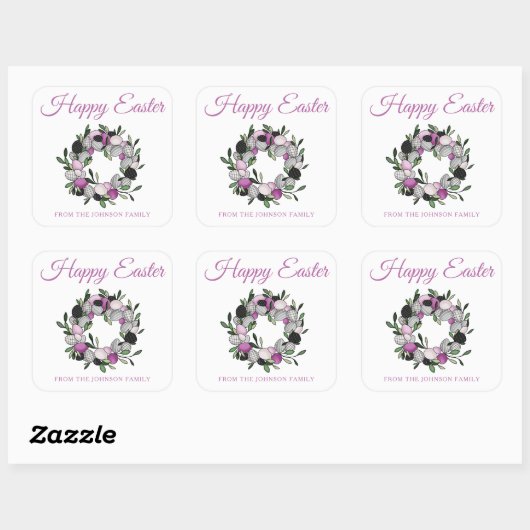 Cute WreatHappy Easter Square Sticker (Vel)