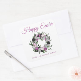 Cute WreatHappy Easter Square Sticker