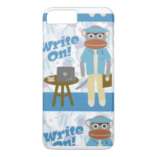 Cute Writer Sock Monkey iPhone 8/7 Plus Hoesje