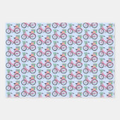 Cute Xmas Bicycles Holiday Pink Blue Gift Inpakpapier Vel (Voorkant 3)