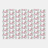 Cute Xmas Bicycles Holiday Pink Blue Gift Inpakpapier Vel (Voorkant 2)