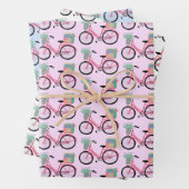 Cute Xmas Bicycles Holiday Pink Blue Gift Inpakpapier Vel (In situ)
