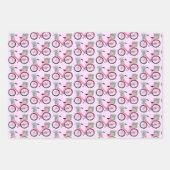Cute Xmas Bicycles Holiday Pink Blue Gift Inpakpapier Vel (Voorkant)