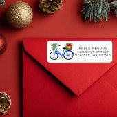 Cute Xmas Bike met Gifts CUSTOM Mailing Label