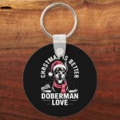 Cute Xmas Christmas Is Better With Doberman Nscher Sleutelhanger (Voorkant)