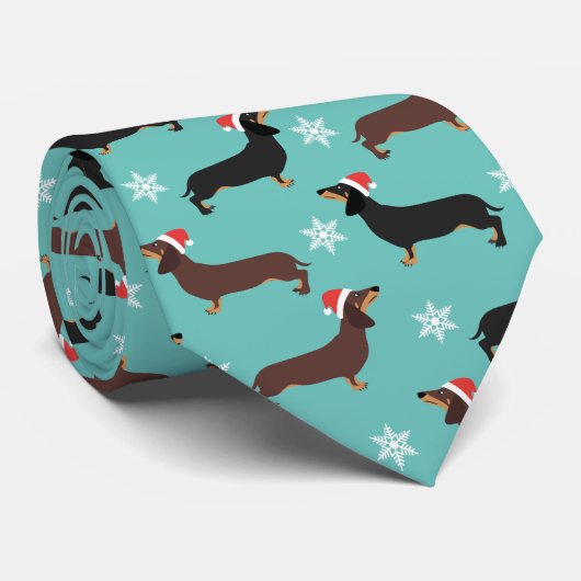 Cute Xmas dachshund Santa Stropdas (Opgerold)