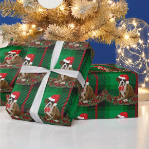Cute Xmas Dog Pet Green Play Wrapping Paper Cadeaupapier
