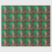 Cute Xmas Dog Pet Green Play Wrapping Paper Cadeaupapier (Vlak)