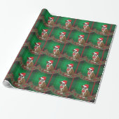 Cute Xmas Dog Pet Green Play Wrapping Paper Cadeaupapier (Uitgerold)