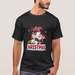 Cute Xmas Eenhoorn Kerstman op Eenhoorn Kerst T-Sh T-shirt