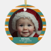 Cute Xmas Gnome First Christmas Baby Name& Photo Keramisch Ornament (Voorkant)