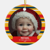 Cute Xmas Gnome My First Christmas Baby Photo  Keramisch Ornament (Voorkant)