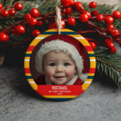 Cute Xmas Gnome My First Christmas Baby Photo Keramisch Ornament