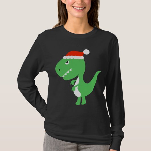 Cute Xmas Kerstmis Dinosaur Sweater Jumper T-shirt (Voorkant)
