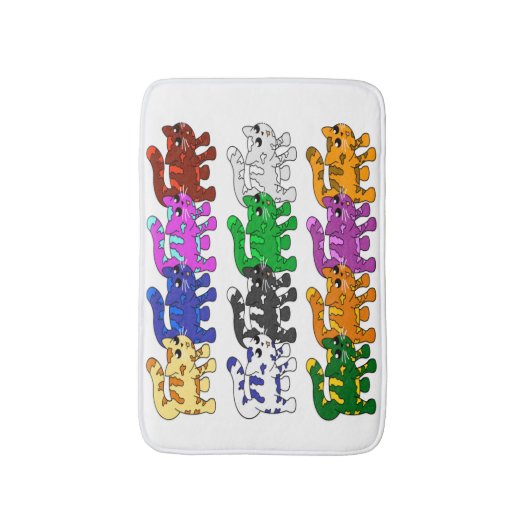 Cute Xmas Kitten Cat Pattern Rows Badmat (Voorkant Verticaal)