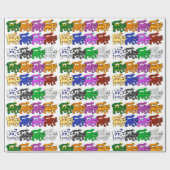 Cute Xmas Kitten Cat Pattern Rows Cadeaupapier (Vlak)