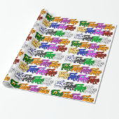 Cute Xmas Kitten Cat Pattern Rows Cadeaupapier (Uitgerold)