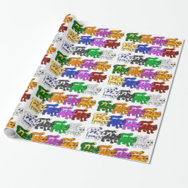 Cute Xmas Kitten Cat Pattern Rows Cadeaupapier