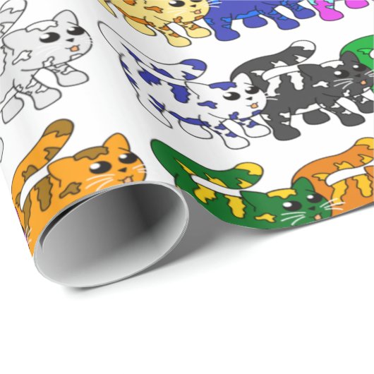 Cute Xmas Kitten Cat Pattern Rows Cadeaupapier (Rol Hoek)