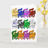 Cute Xmas Kitten Cat Pattern Rows Kaart (Gele Bloem)