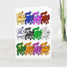 Cute Xmas Kitten Cat Pattern Rows Kaart