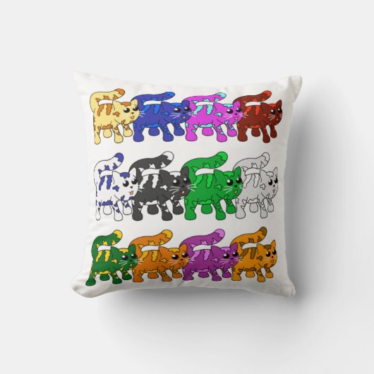 Cute Xmas Kitten Cat Pattern Rows Kussen (Voorkant)