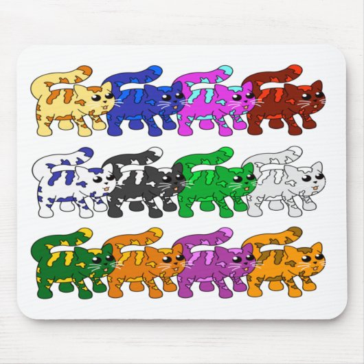 Cute Xmas Kitten Cat Pattern Rows Muismat (Voorkant)