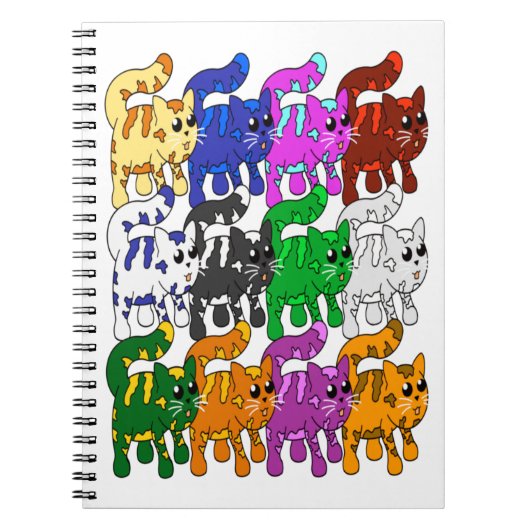 Cute Xmas Kitten Cat Pattern Rows Notitieboek (Voorkant)