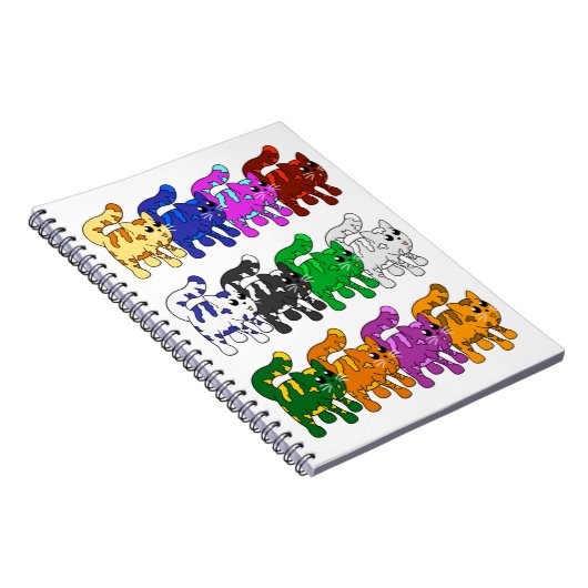 Cute Xmas Kitten Cat Pattern Rows Notitieboek (Rechterzijde)